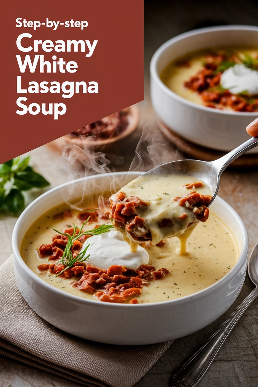 creamy white lasagna soup