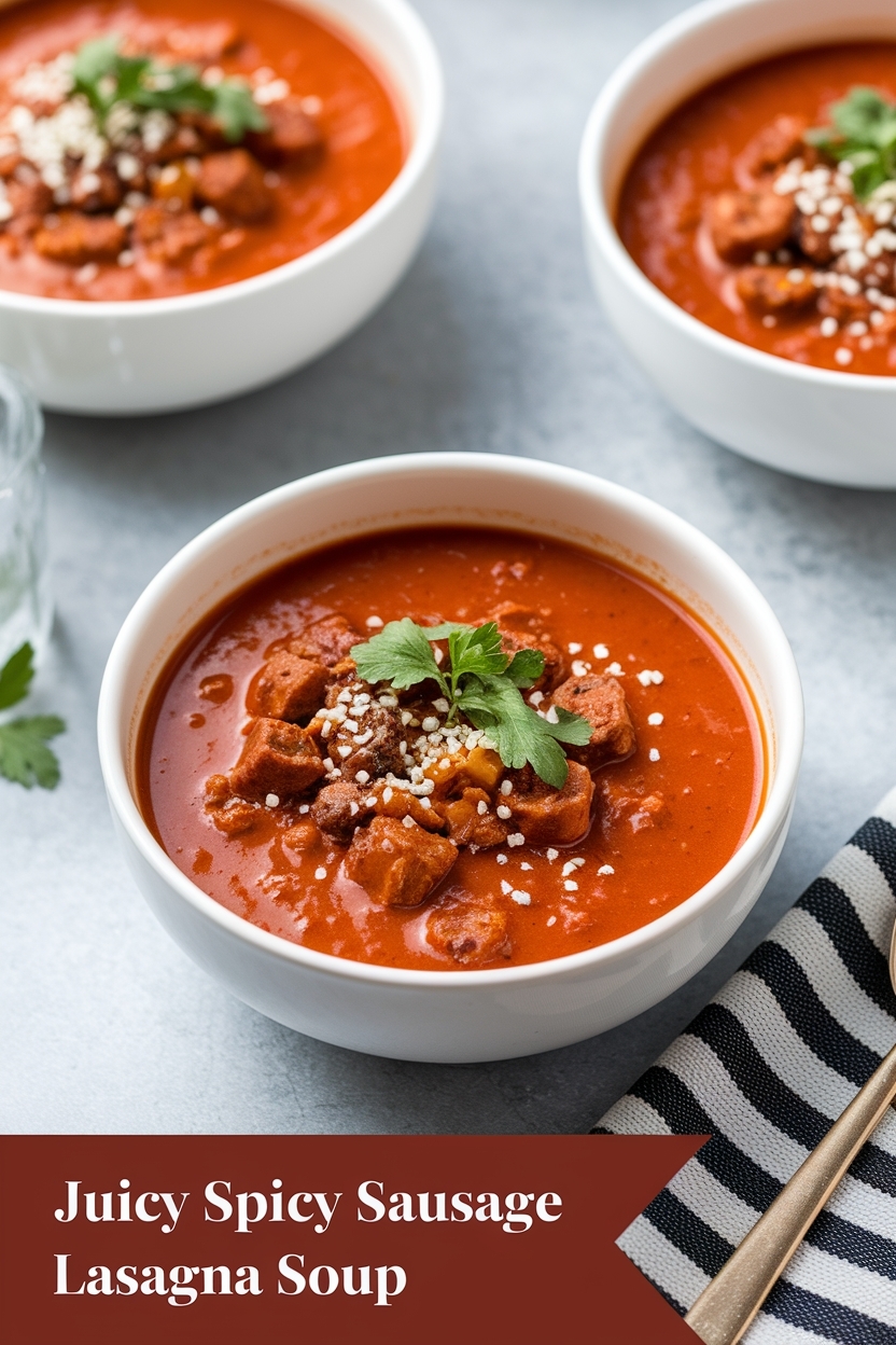 spicy sausage lasagna soup - Extra Photo