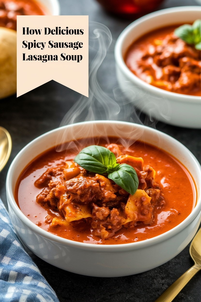 spicy sausage lasagna soup