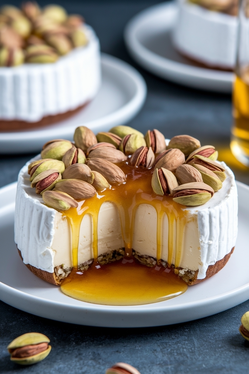 baked brie with hot honey pistachios