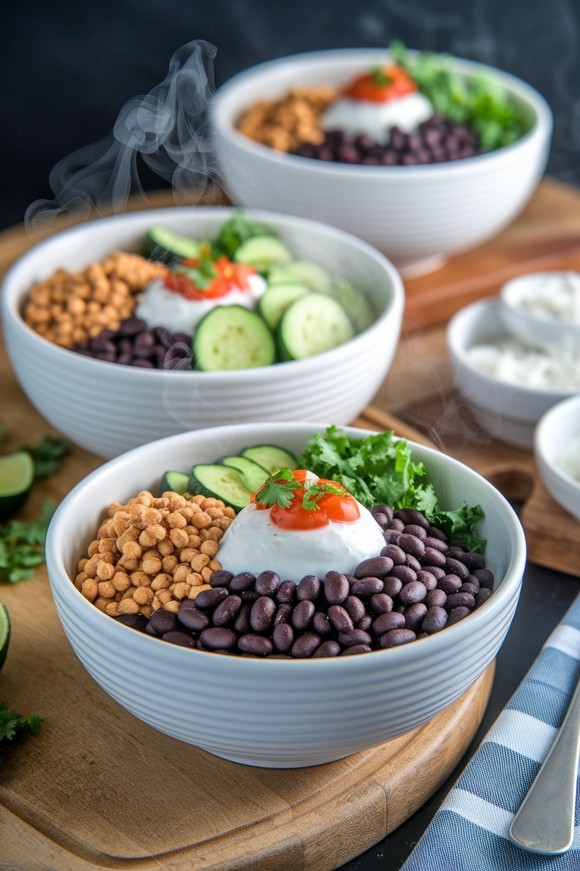 black bean burrito meal prep bowls