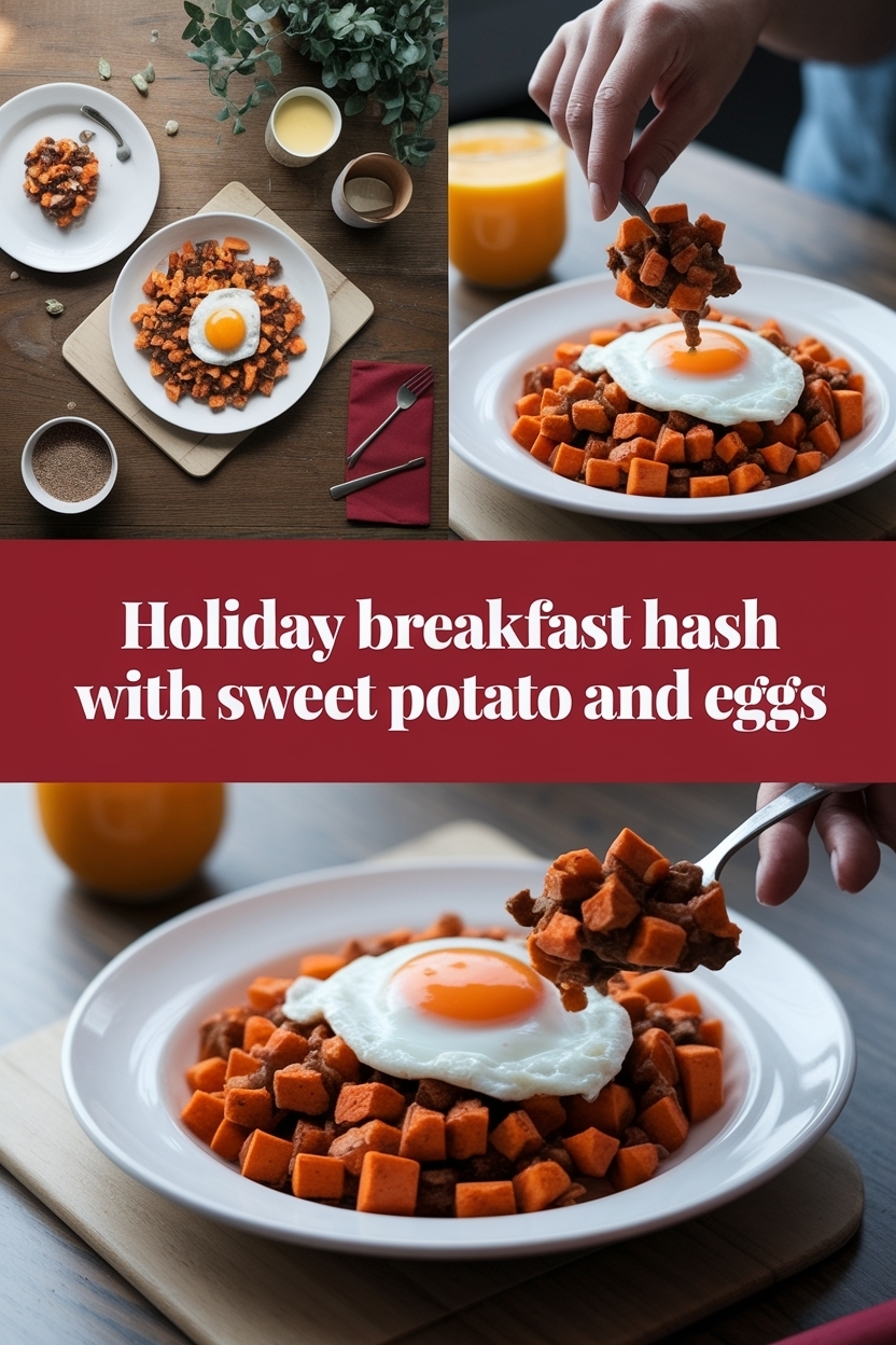 breakfast hash with sweet potato and eggs