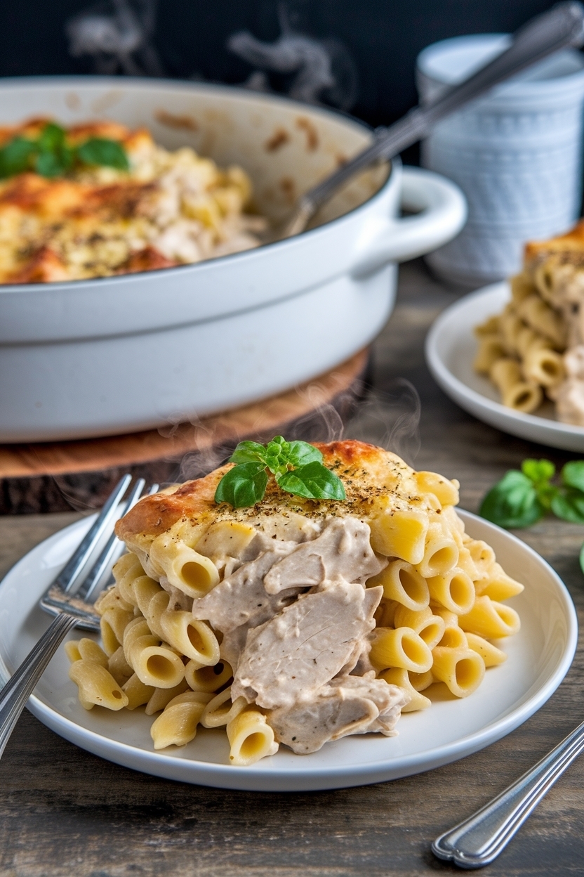 chicken alfredo pasta bake recipe