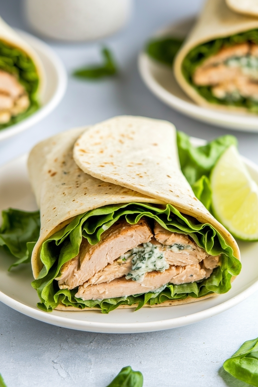 chicken caesar wrap with homemade dressing