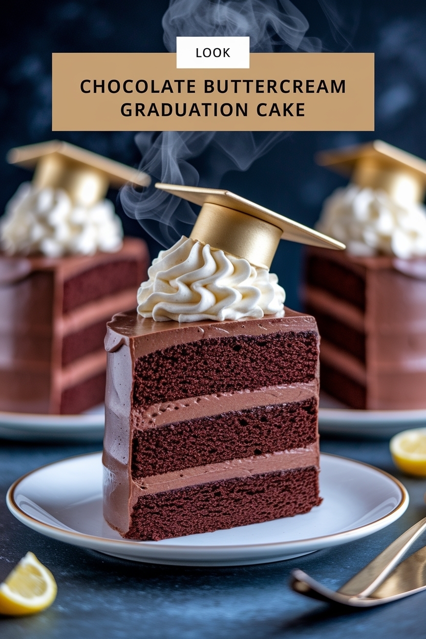 chocolate buttercream graduation cake