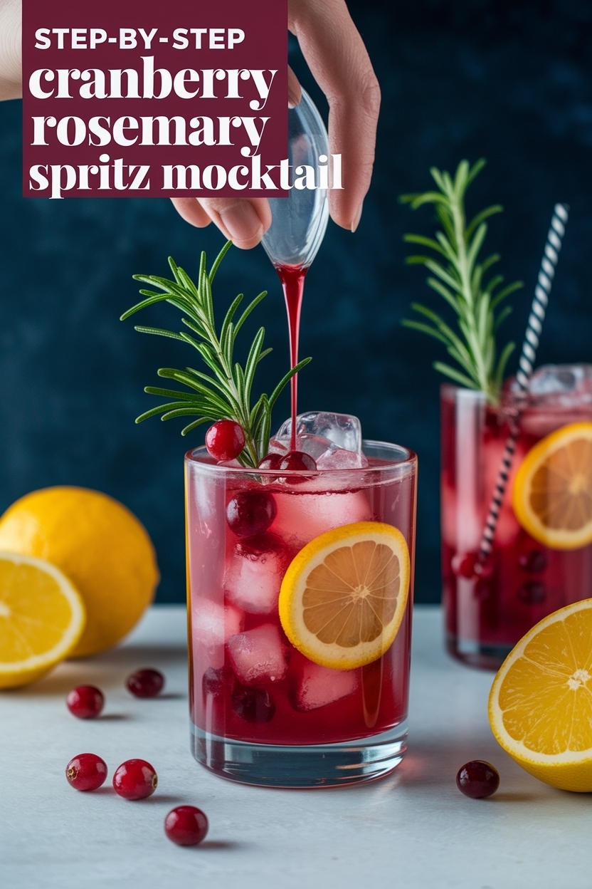 cranberry rosemary spritz mocktail