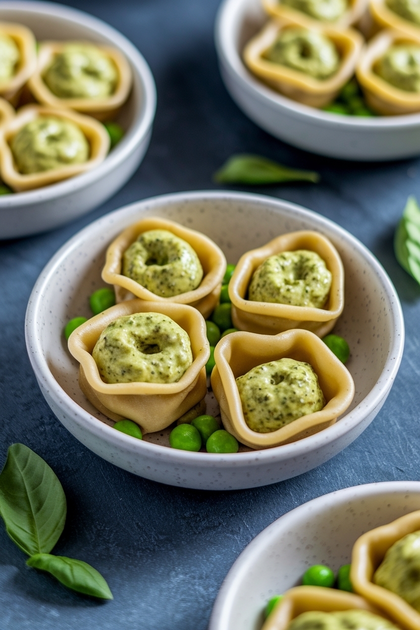 creamy pesto tortellini with peas