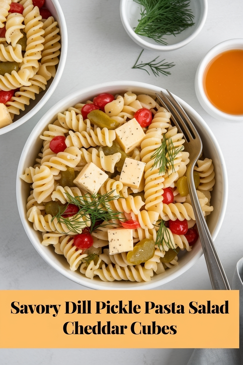 dill pickle pasta salad cheddar cubes