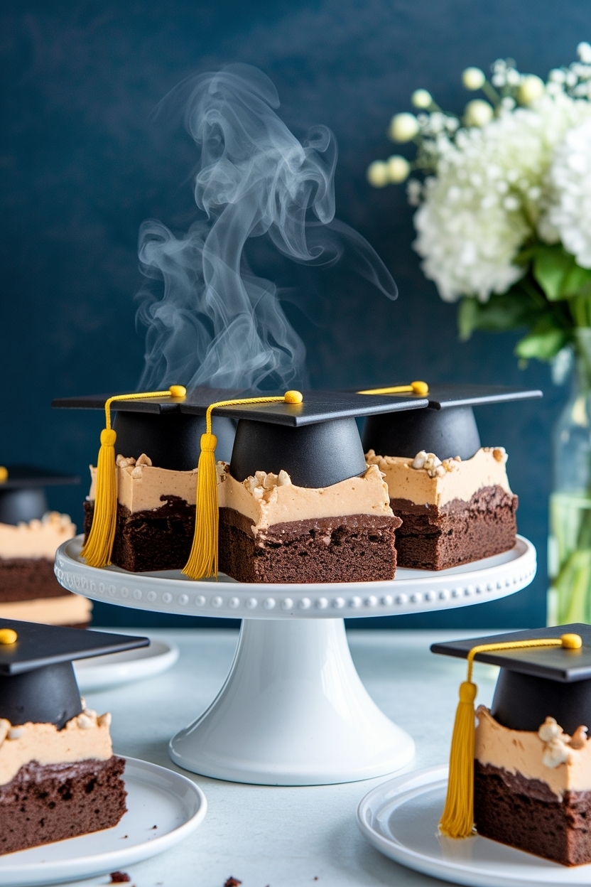 graduation brownie bites with caps