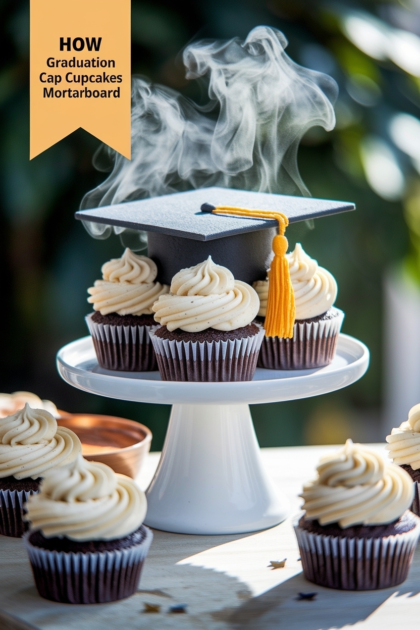 graduation cap cupcakes mortarboard