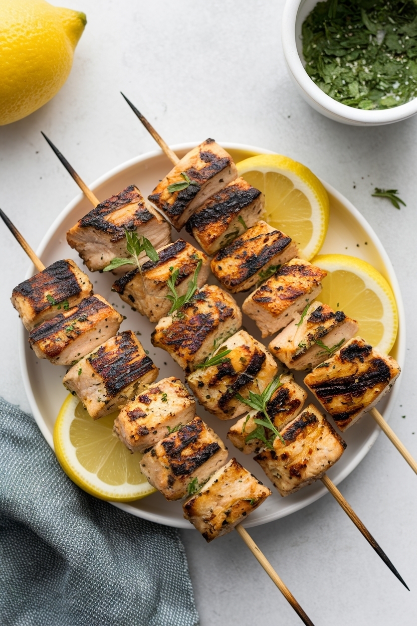 grilled chicken kabobs lemon herb
