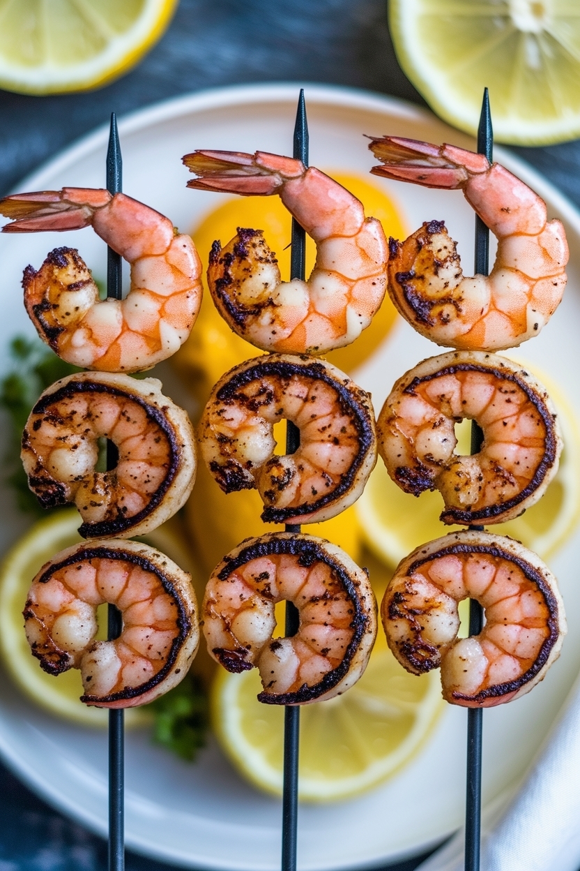grilled shrimp skewers garlic lemon