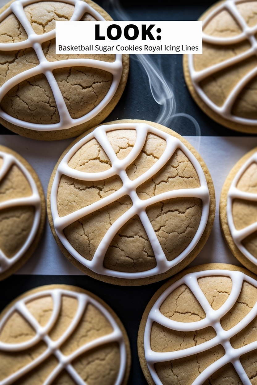 basketball sugar cookies royal icing lines