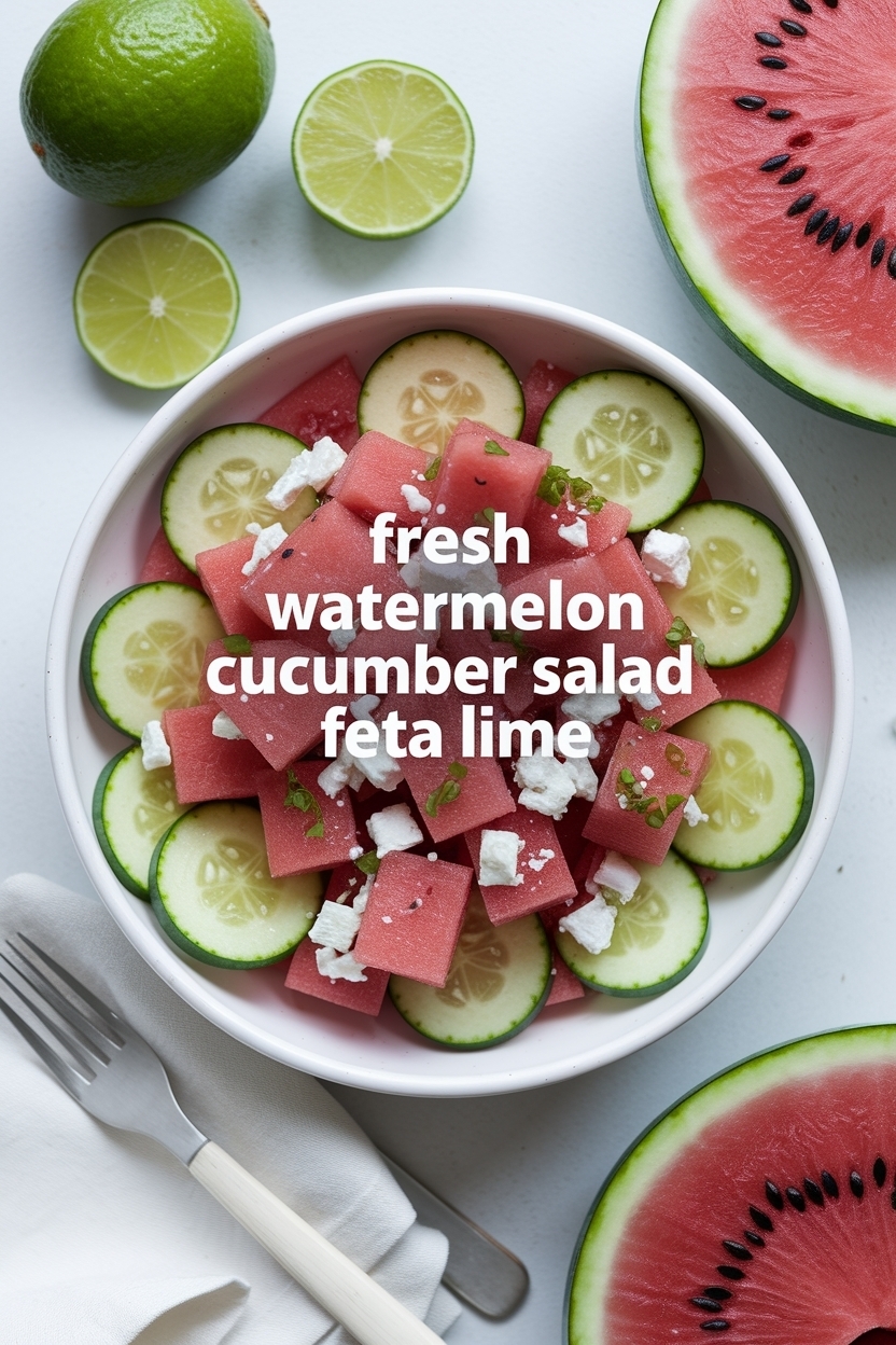 watermelon cucumber salad feta lime