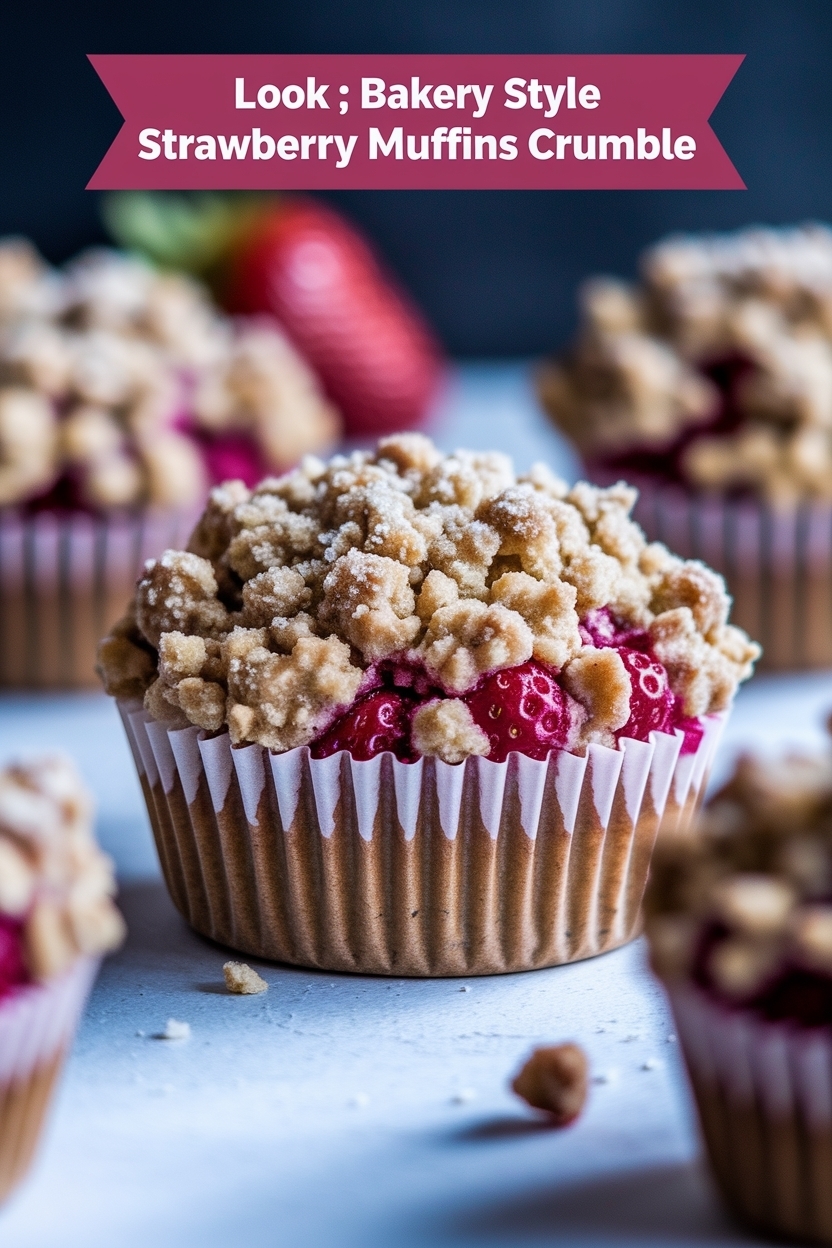 bakery style strawberry muffins crumble