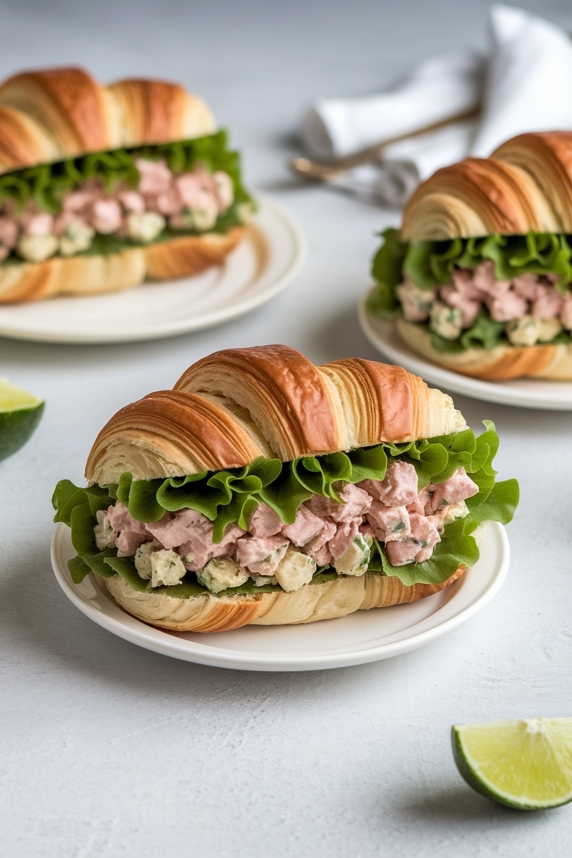 chicken salad croissant sandwiches platter