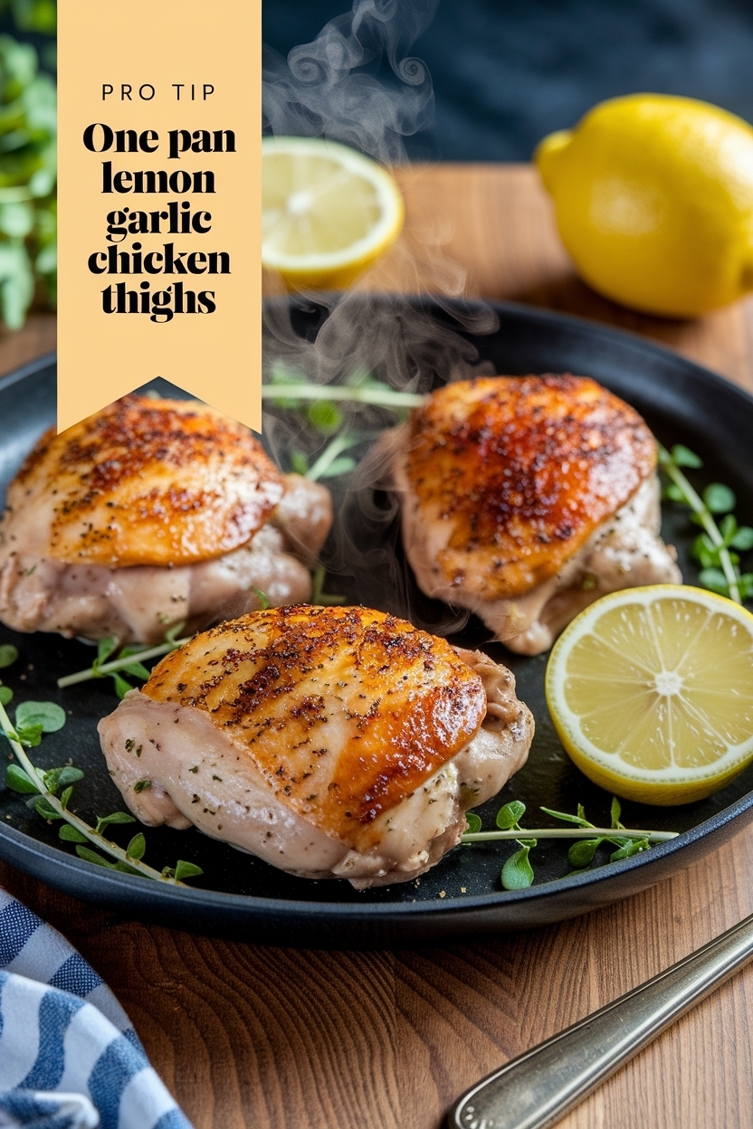 one pan lemon garlic chicken thighs