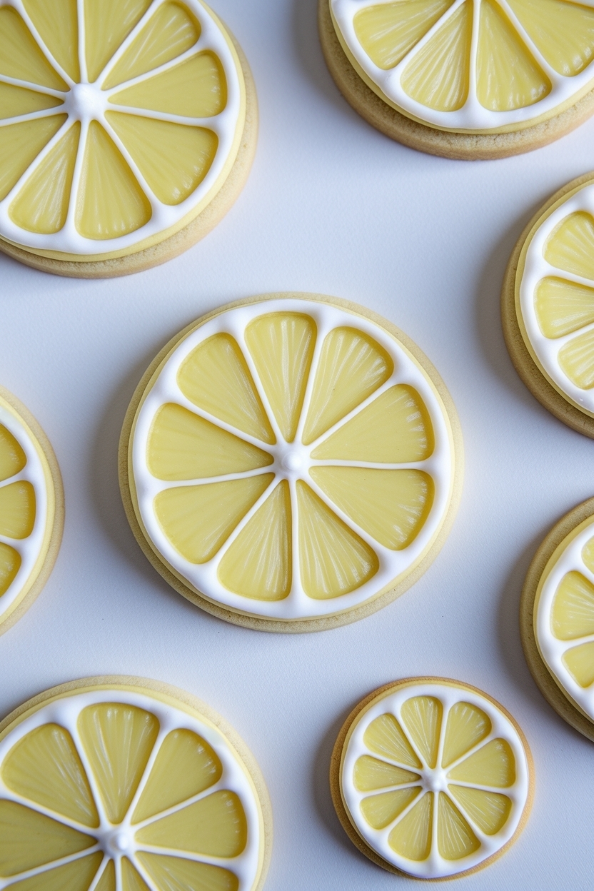 lemon slice sugar cookies decorated