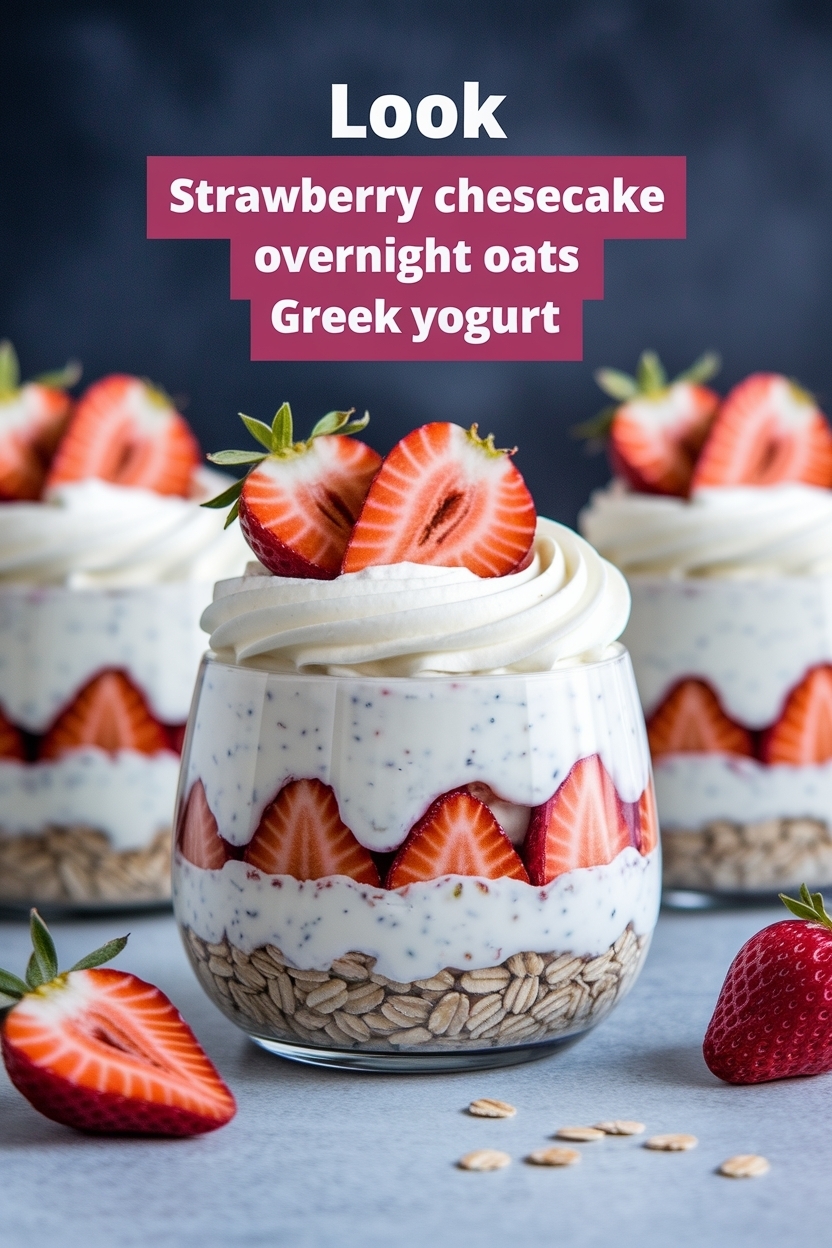 strawberry cheesecake overnight oats greek yogurt