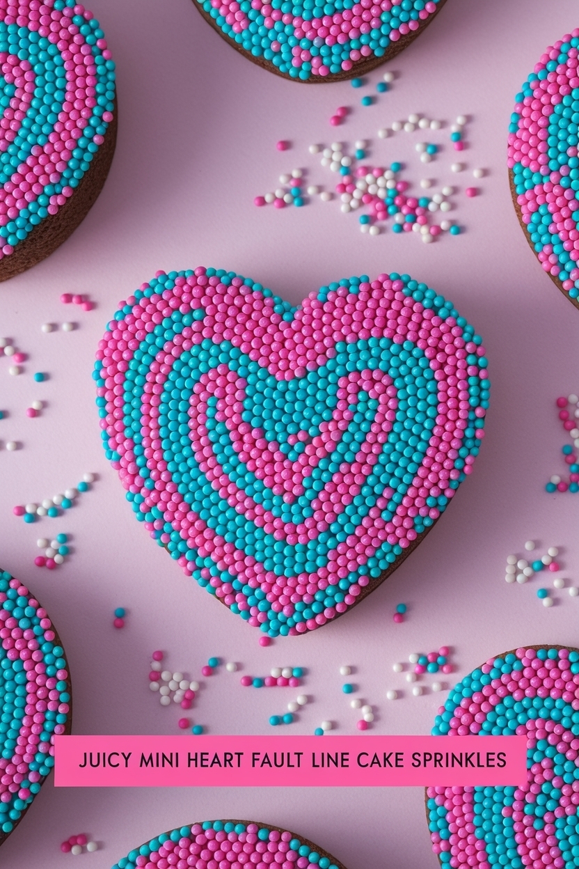 mini heart fault line cake sprinkles