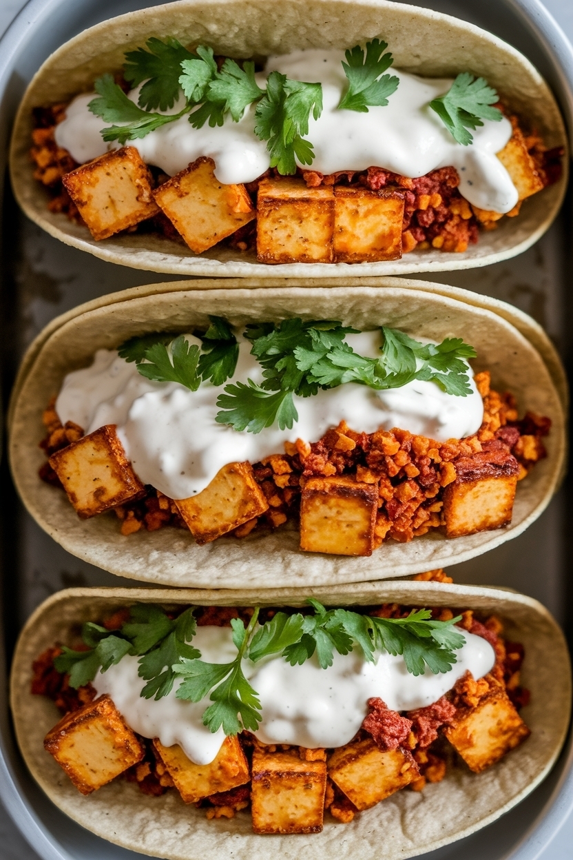 crispy tofu tacos chipotle crema