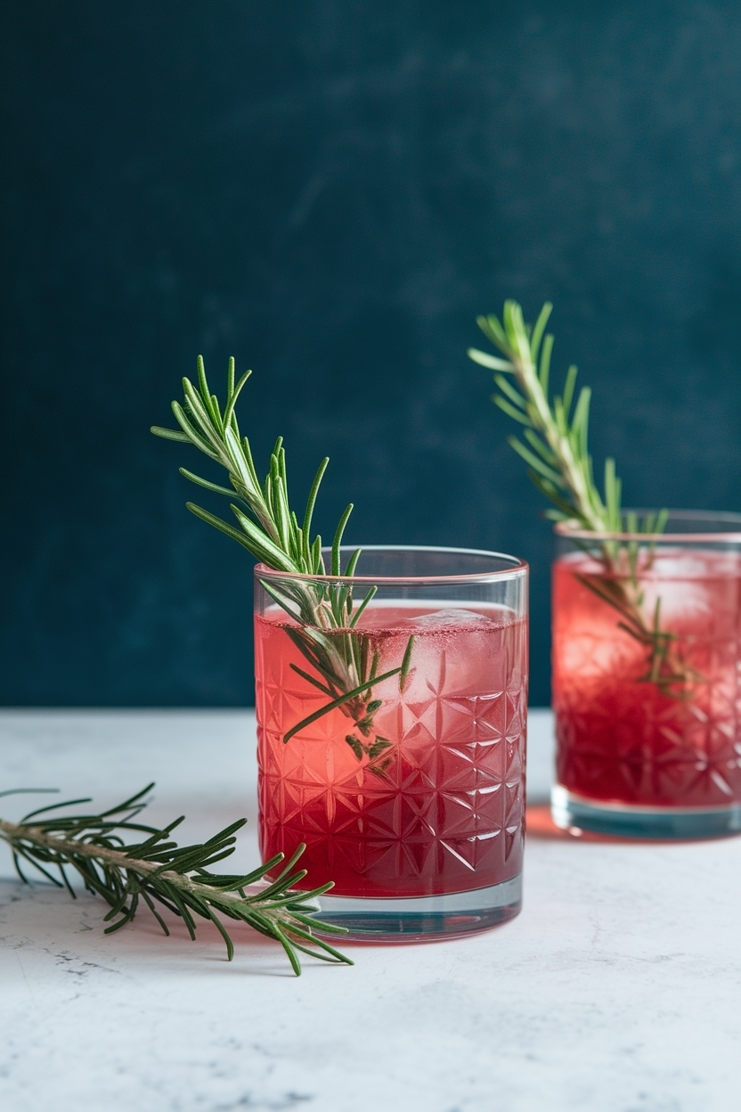 cranberry rosemary spritz mocktail