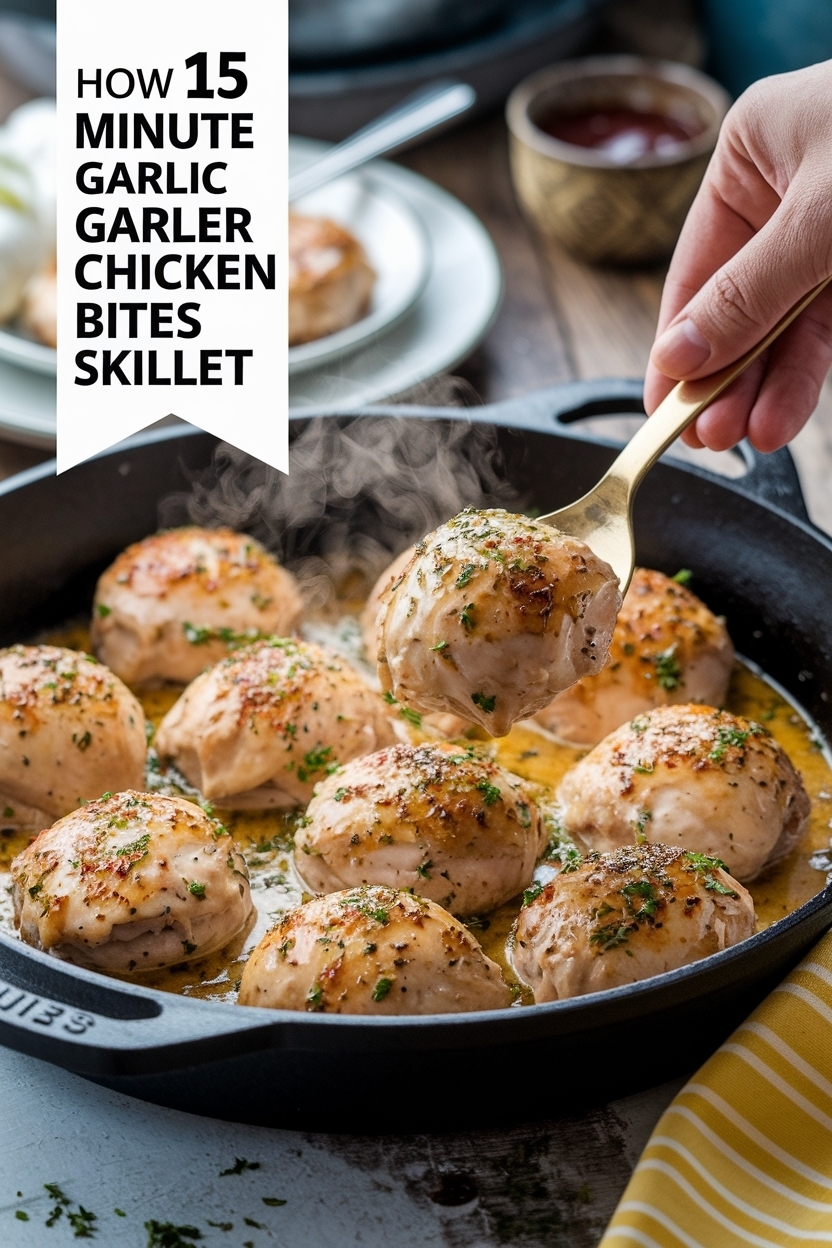 15 minute garlic butter chicken bites skillet