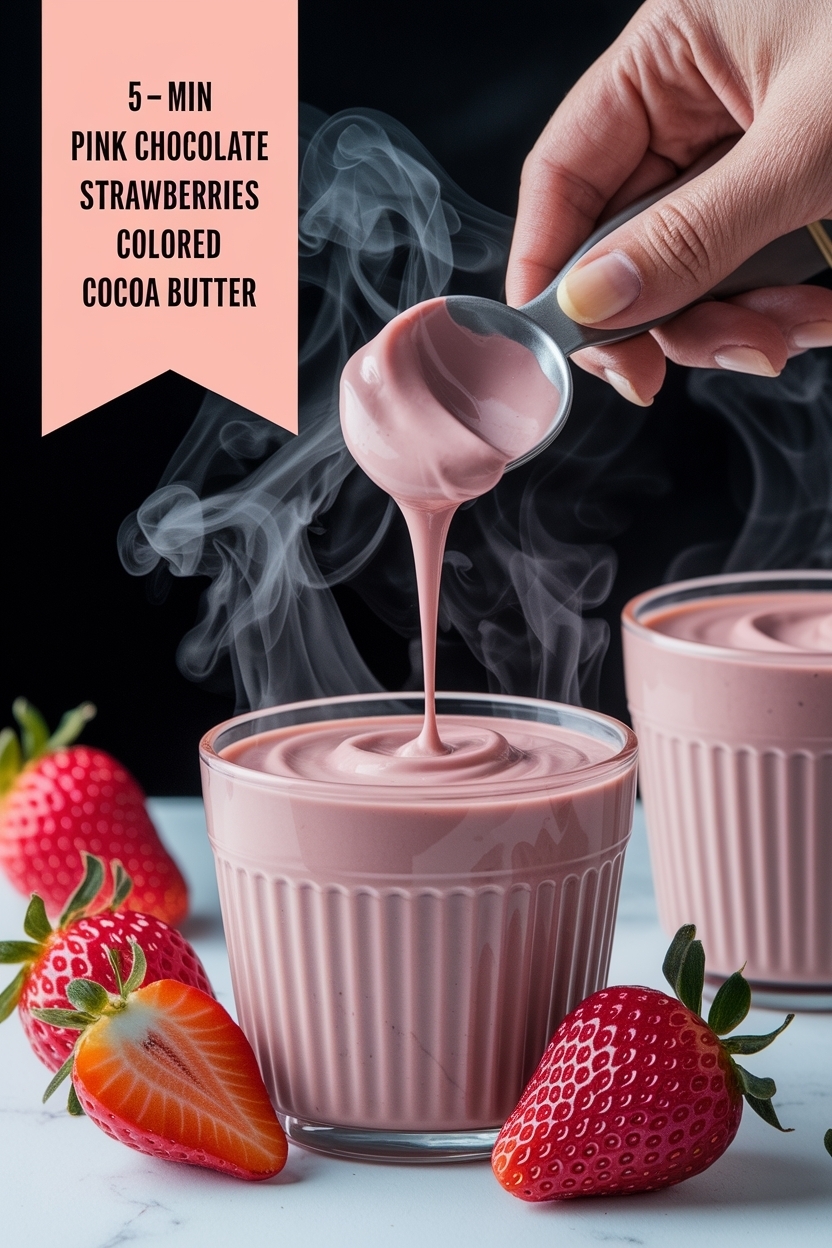 pink chocolate strawberries colored cocoa butter