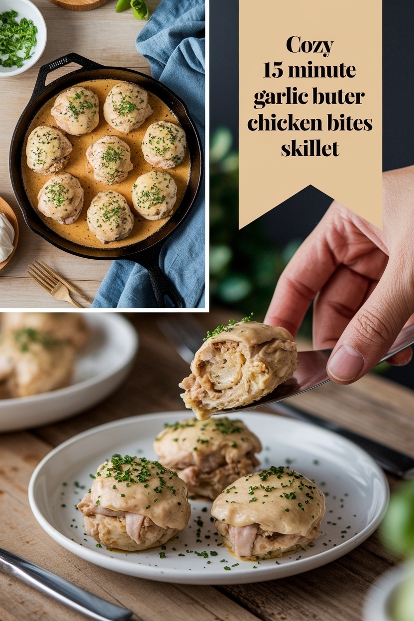 15 minute garlic butter chicken bites skillet