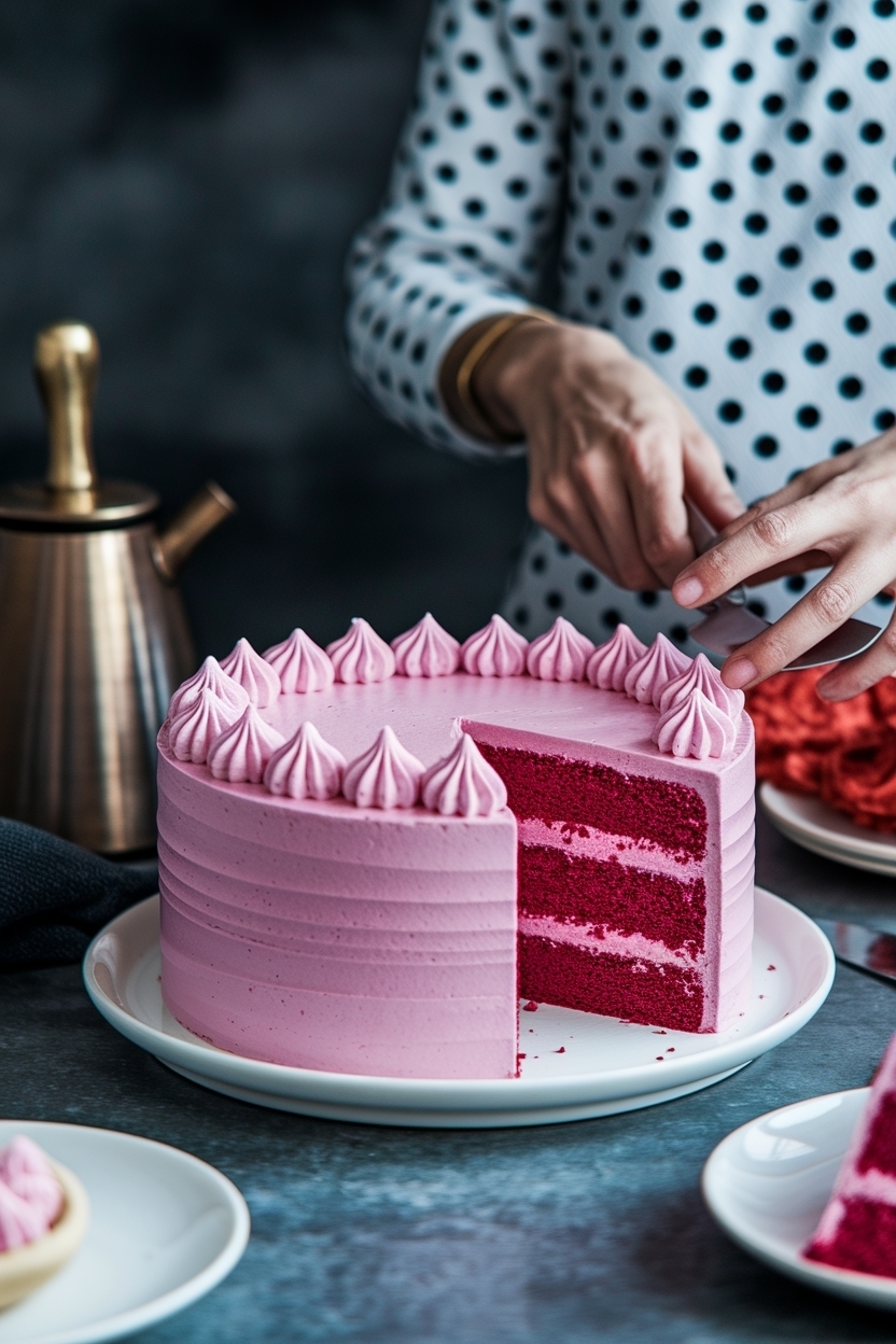 valentine pink velvet cake with cream cheese