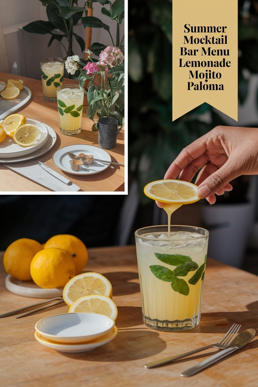 mocktail bar menu lemonade mojito paloma
