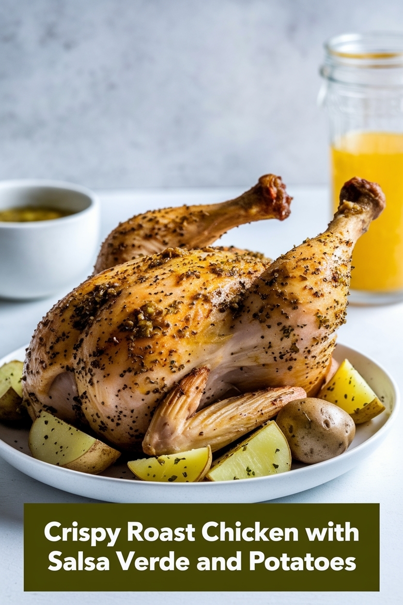 roast chicken with salsa verde and potatoes