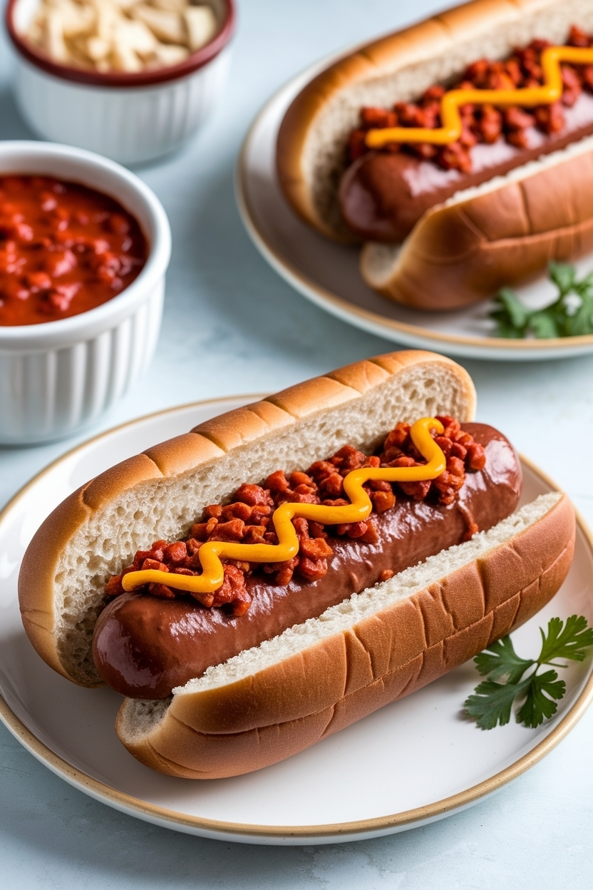 grilled hot dogs with chili