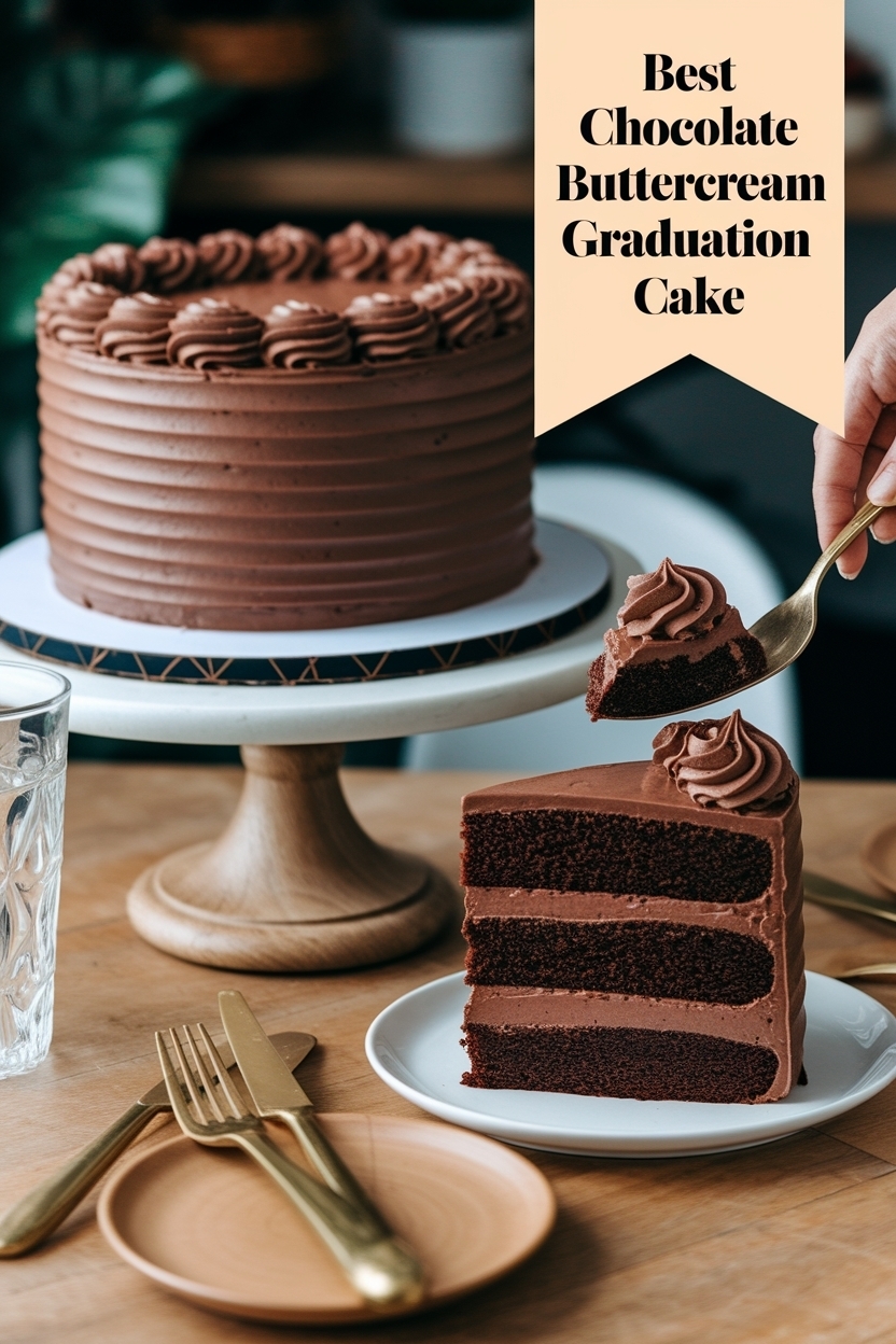 chocolate buttercream graduation cake