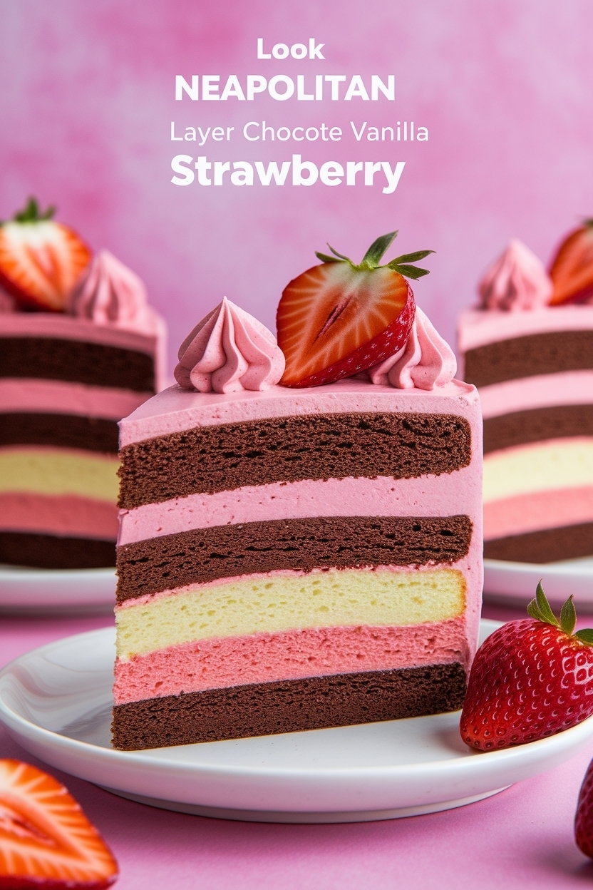 neapolitan layer cake chocolate vanilla strawberry