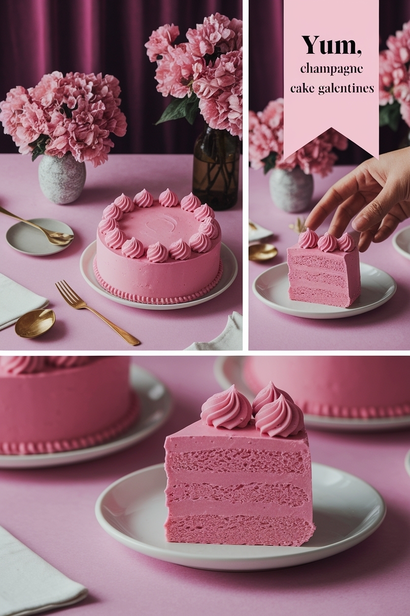 pink champagne cake galentines