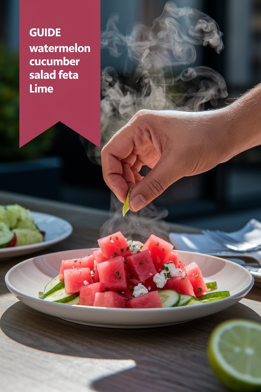 watermelon cucumber salad feta lime