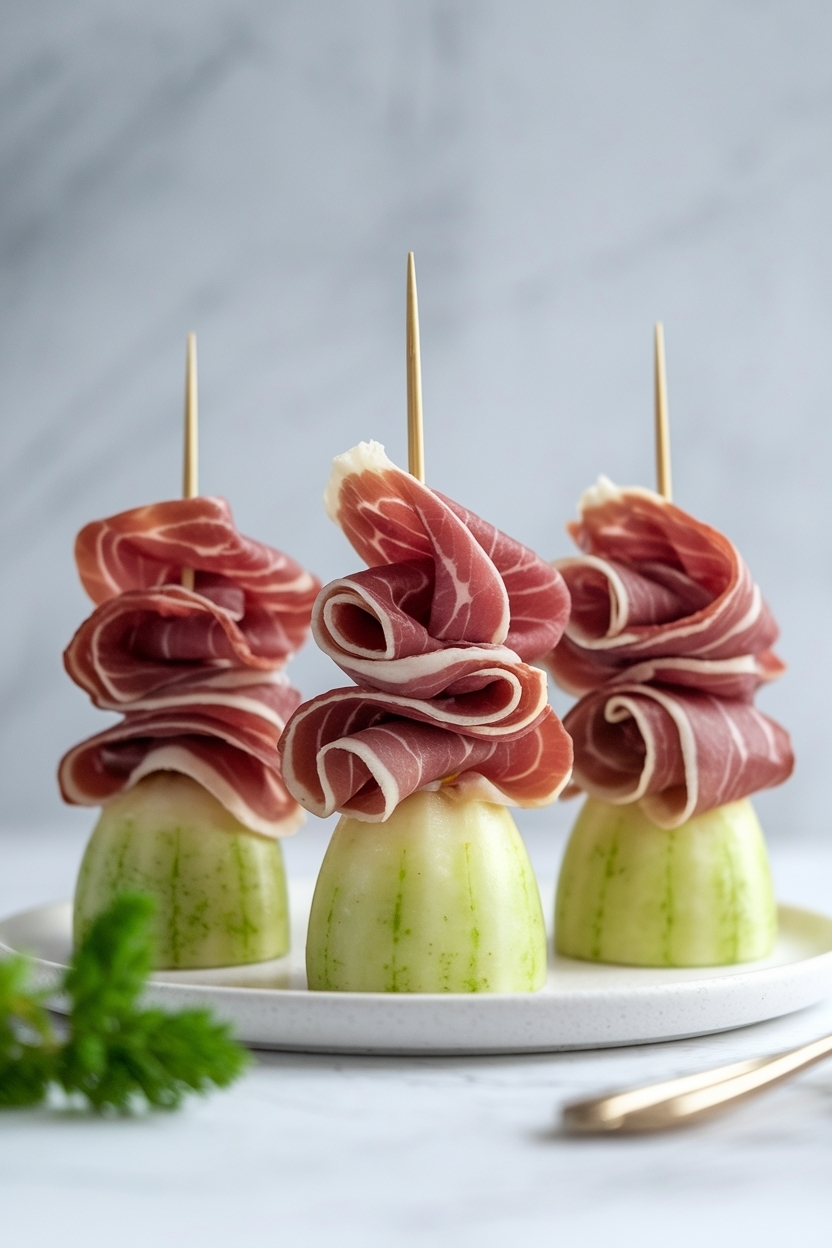 prosciutto melon skewers
