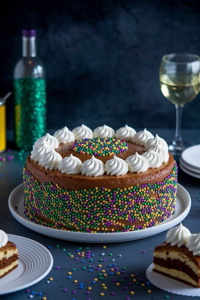 mardi gras king cake with cream cheese