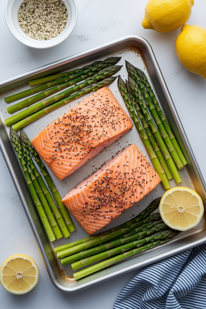 lemon garlic salmon with asparagus sheet pan