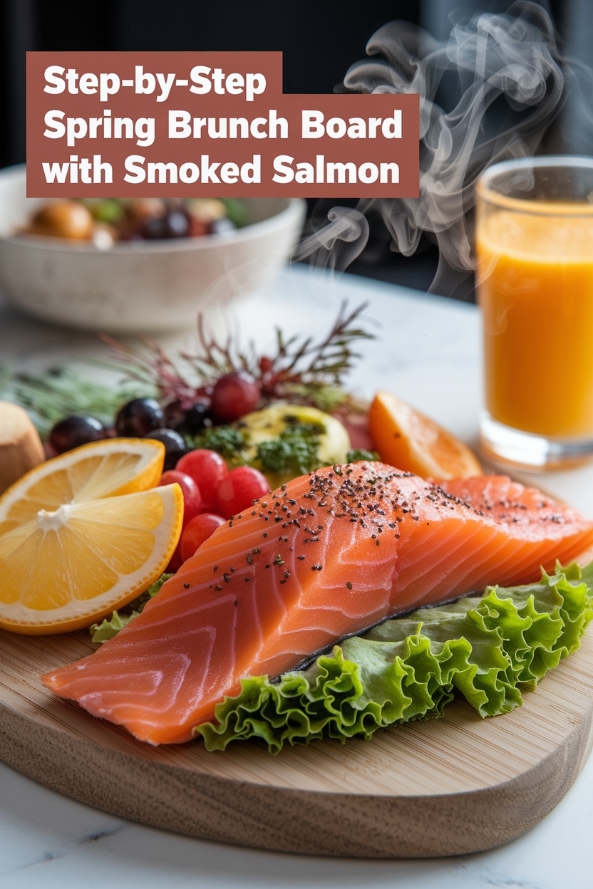 spring brunch board with smoked salmon