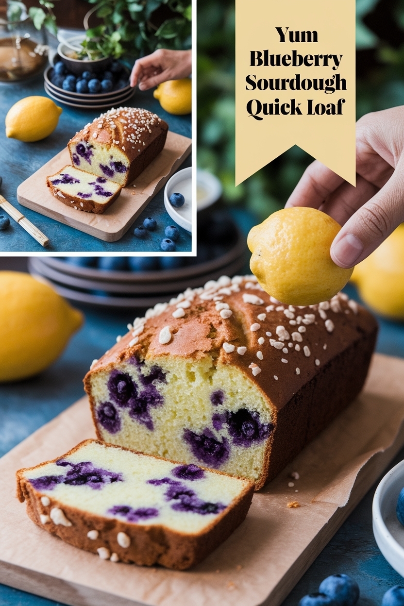 lemon blueberry sourdough quick loaf