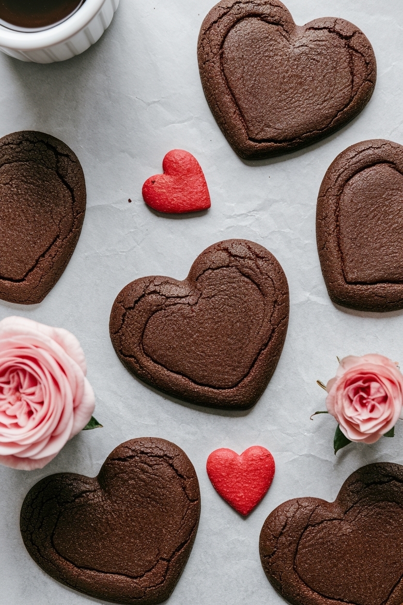 heart shaped chocolate sugar cookies
