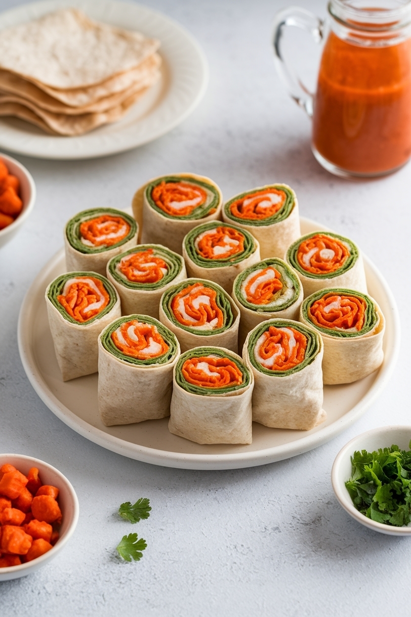 buffalo chicken pinwheels tortilla roll ups