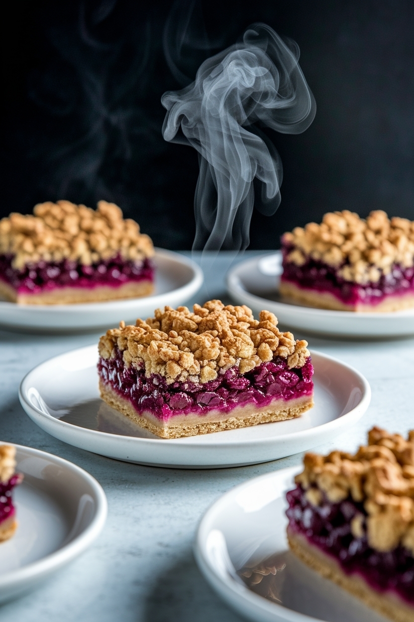 mulberry crumble bars oat streusel