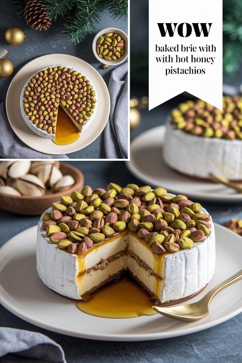 baked brie with hot honey pistachios