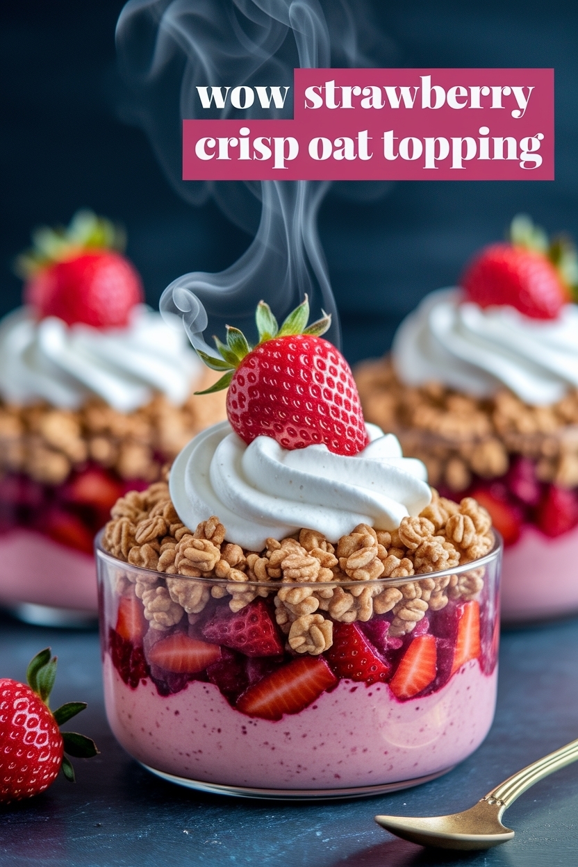 strawberry rhubarb crisp oat topping