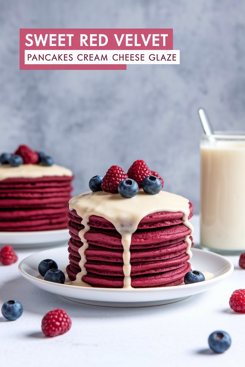 red velvet pancakes cream cheese glaze