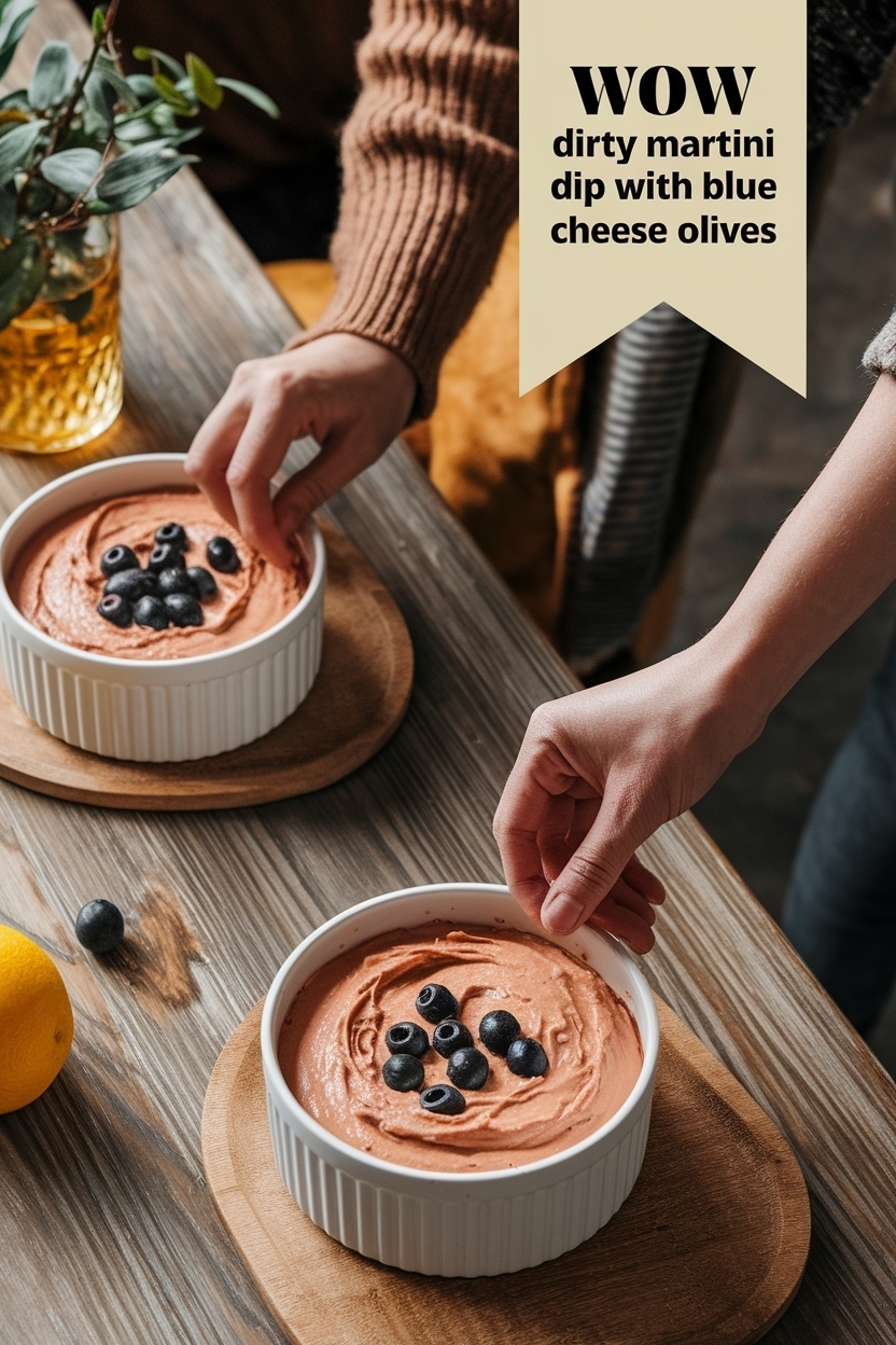dirty martini dip with blue cheese olives