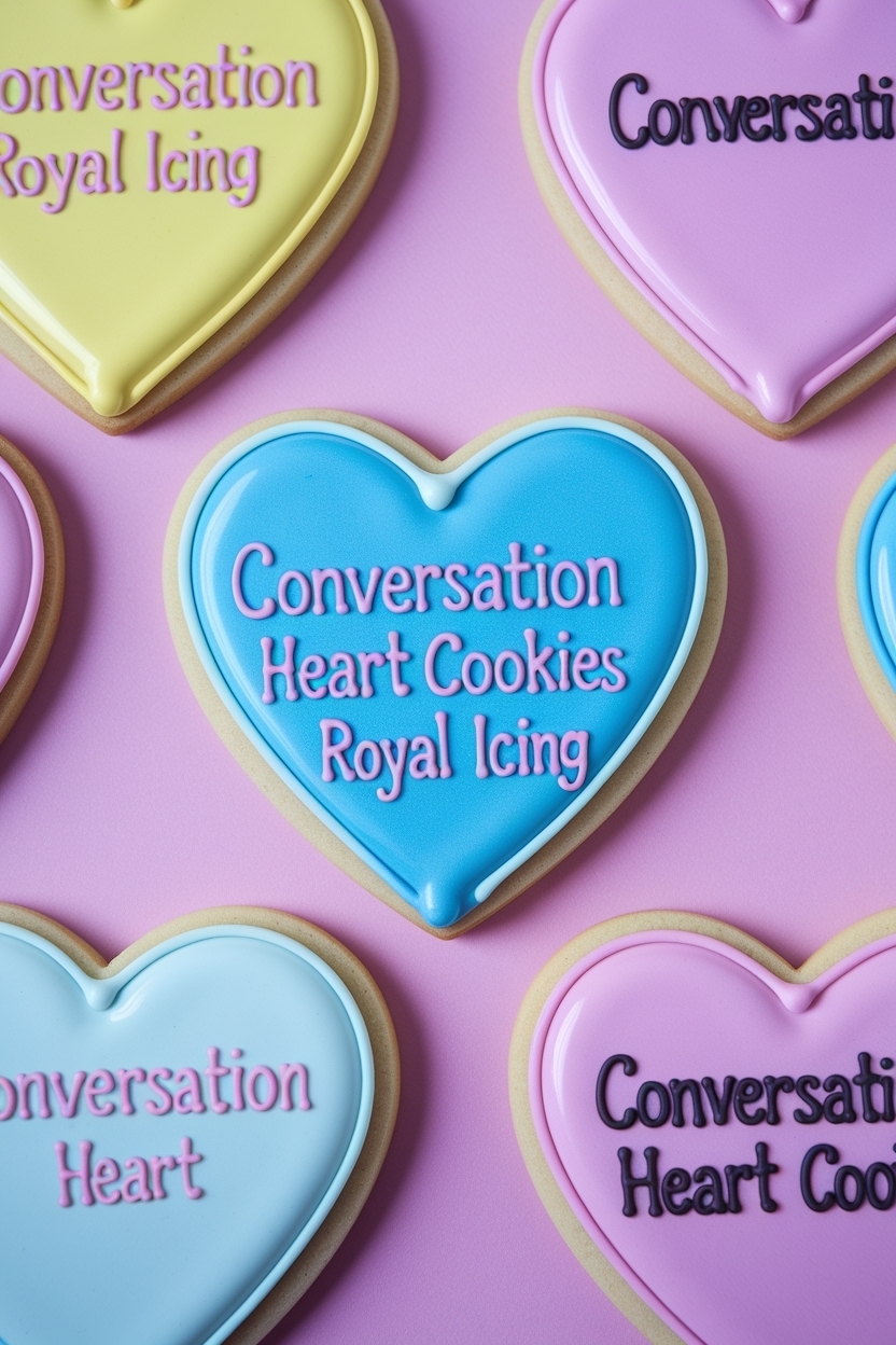 conversation heart sugar cookies royal icing